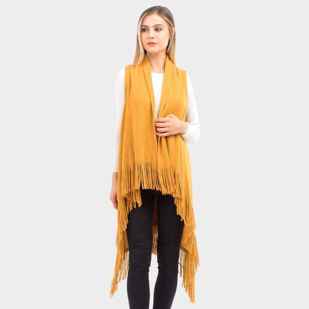 Solid Fringe Knit Vest - Madeline Love - Flyclothing LLC