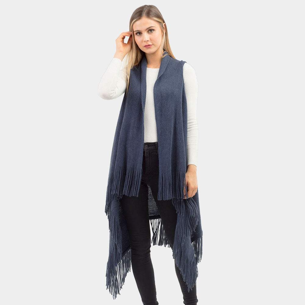 Solid Fringe Knit Vest - Madeline Love - Flyclothing LLC