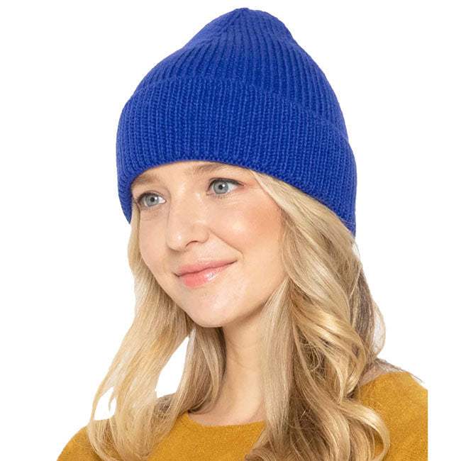 Solid Ribbed Cuff Beanie Hat - Madeline Love - Flyclothing LLC