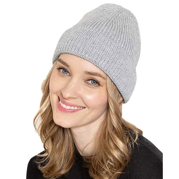 Solid Ribbed Cuff Beanie Hat - Madeline Love - Flyclothing LLC