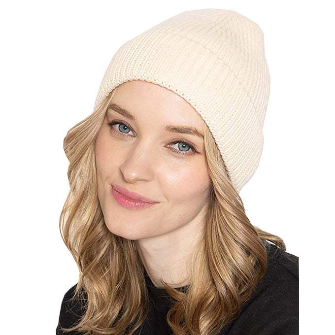 Solid Ribbed Cuff Beanie Hat - Madeline Love - Flyclothing LLC