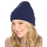 Solid Ribbed Cuff Beanie Hat - Madeline Love - Flyclothing LLC
