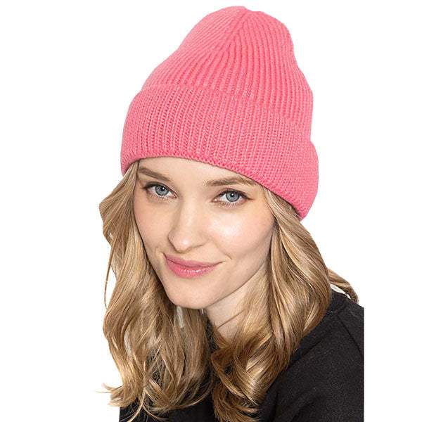 Solid Ribbed Cuff Beanie Hat - Madeline Love - Flyclothing LLC