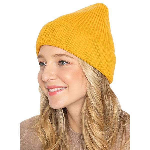 Solid Ribbed Cuff Beanie Hat - Madeline Love - Flyclothing LLC