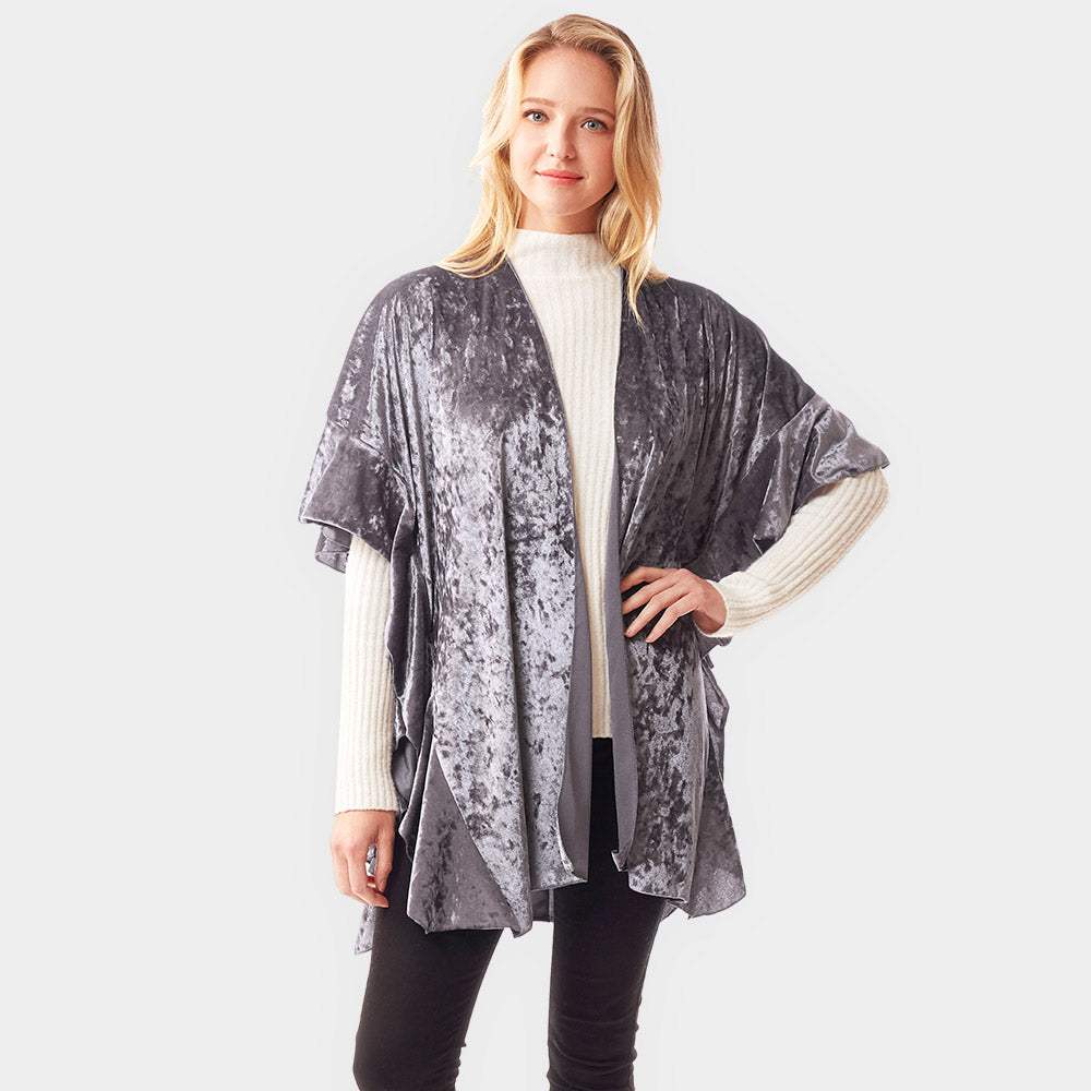 Solid Velvet Shawl Poncho - Madeline Love - Flyclothing LLC