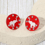 Sparkle Accent Game Day Elephant Disc Stud Earrings - Madeline Love - Flyclothing LLC