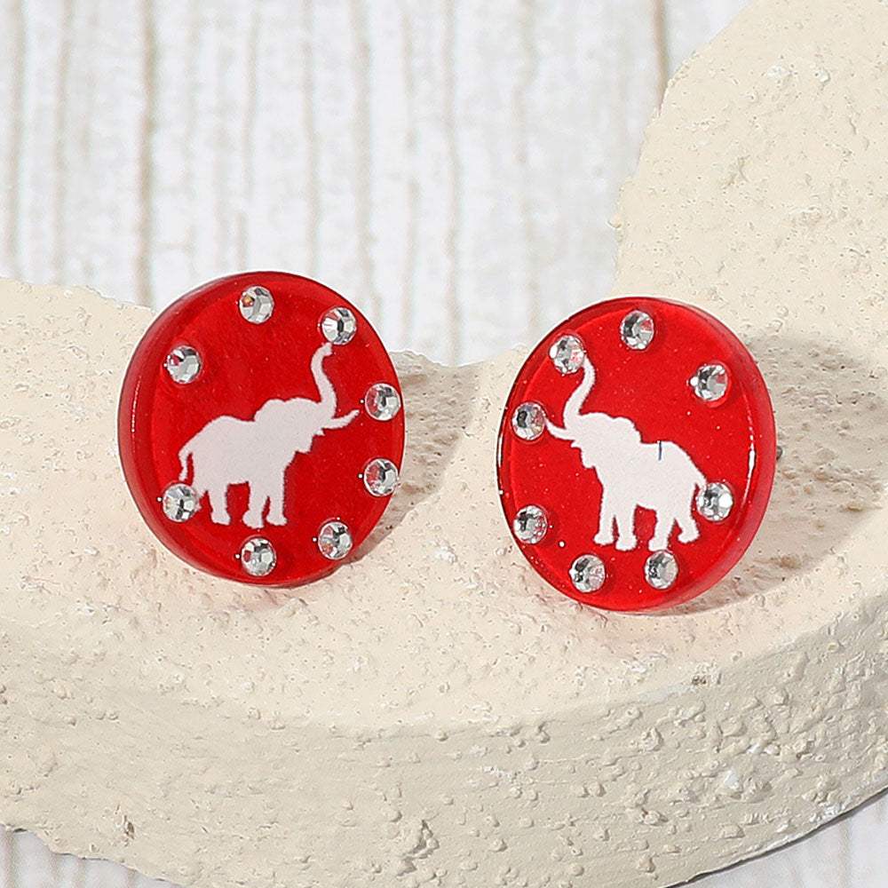 Sparkle Accent Game Day Elephant Disc Stud Earrings - Madeline Love - Flyclothing LLC