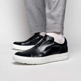 65-219-BLK SPETTACOLARE Italian Glove Baby Calf Sneakers, Black - Zelli Italia - Flyclothing LLC