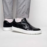 65-219-BLK SPETTACOLARE Italian Glove Baby Calf Sneakers, Black - Zelli Italia - Flyclothing LLC