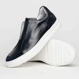 65-219-BLK SPETTACOLARE Italian Glove Baby Calf Sneakers, Black - Zelli Italia - Flyclothing LLC