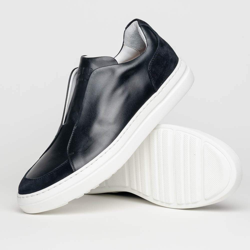 65-219-BLK SPETTACOLARE Italian Glove Baby Calf Sneakers, Black - Zelli Italia - Flyclothing LLC