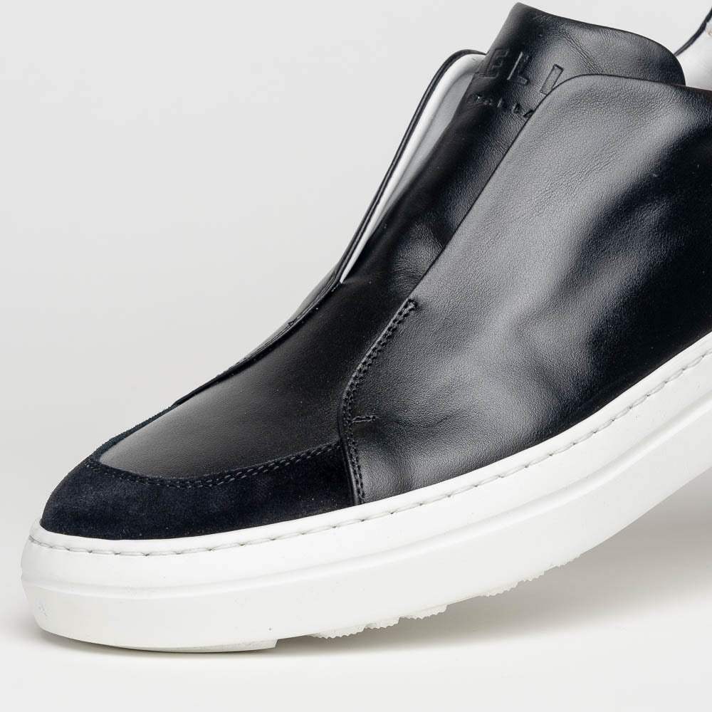 65-219-BLK SPETTACOLARE Italian Glove Baby Calf Sneakers, Black - Zelli Italia - Flyclothing LLC