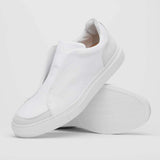 65-225-WHT SPETTACOLARE Italian Pebble Grain Calfskin Sneakers White - Zelli Italia - Flyclothing LLC