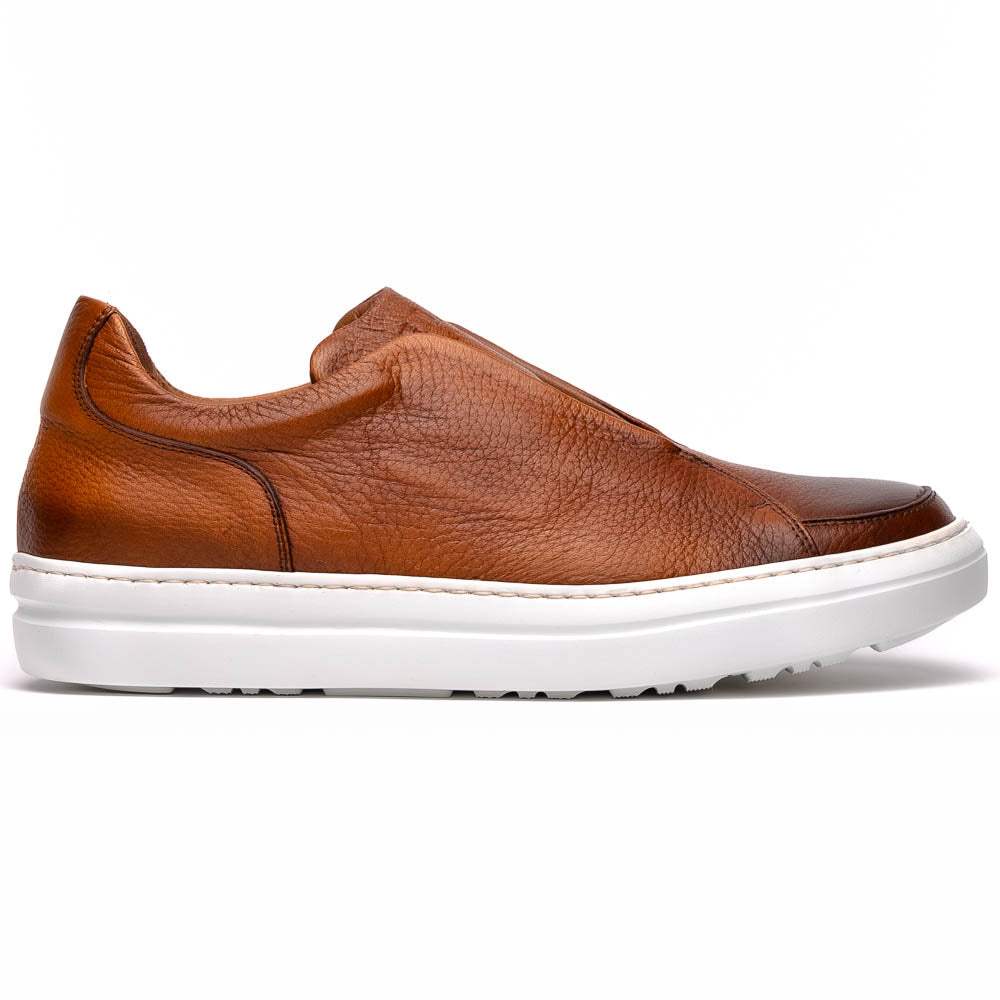 65-225-CGN SPETTACOLARE Italian Pebble Grain Calfskin Sneakers Cognac - Zelli Italia - Flyclothing LLC