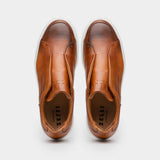 65-225-CGN SPETTACOLARE Italian Pebble Grain Calfskin Sneakers Cognac - Zelli Italia - Flyclothing LLC