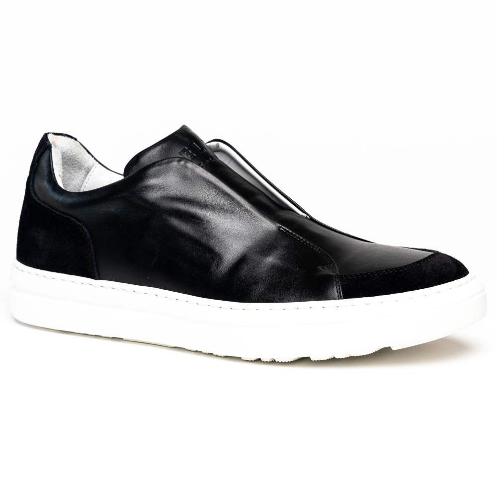 65-219-BLK SPETTACOLARE Italian Glove Baby Calf Sneakers, Black - Zelli Italia - Flyclothing LLC
