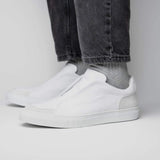 65-225-WHT SPETTACOLARE Italian Pebble Grain Calfskin Sneakers White - Zelli Italia - Flyclothing LLC