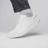 65-225-WHT SPETTACOLARE Italian Pebble Grain Calfskin Sneakers White - Zelli Italia - Flyclothing LLC