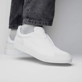 65-225-WHT SPETTACOLARE Italian Pebble Grain Calfskin Sneakers White - Zelli Italia - Flyclothing LLC
