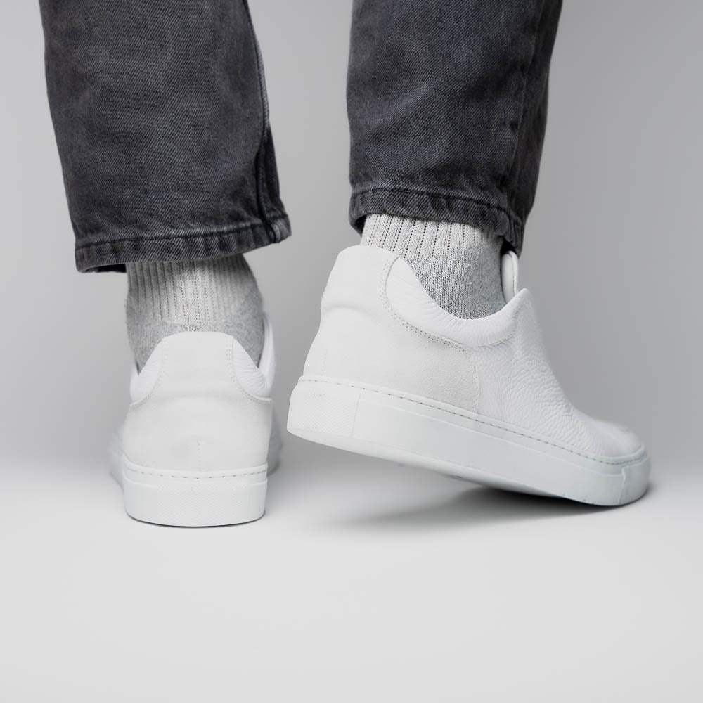 65-225-WHT SPETTACOLARE Italian Pebble Grain Calfskin Sneakers White - Zelli Italia - Flyclothing LLC