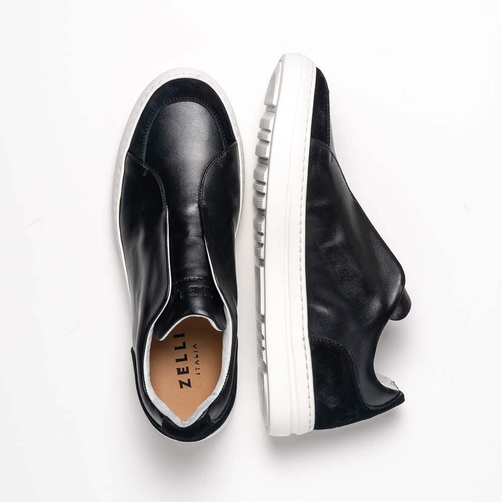 65-219-BLK SPETTACOLARE Italian Glove Baby Calf Sneakers, Black - Zelli Italia - Flyclothing LLC