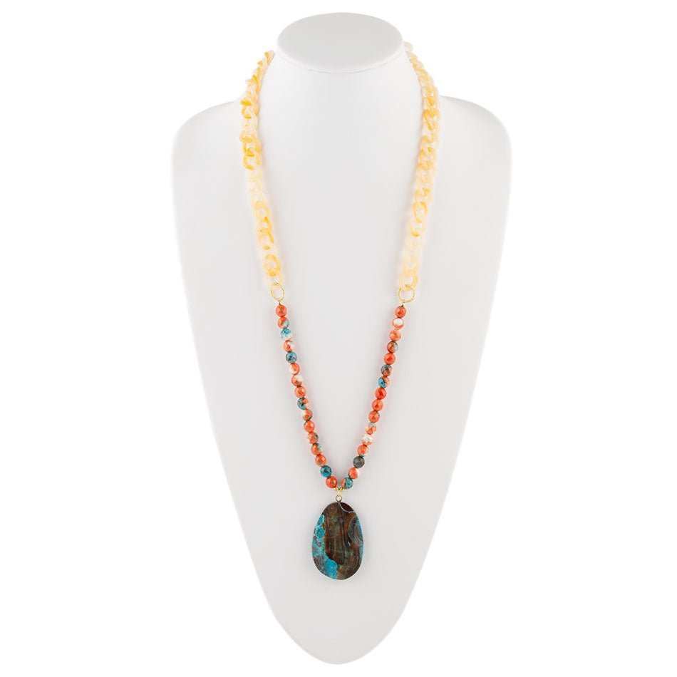 Spiny Oyster and Jasper Pendant Necklace - Barse Jewelry - Flyclothing LLC