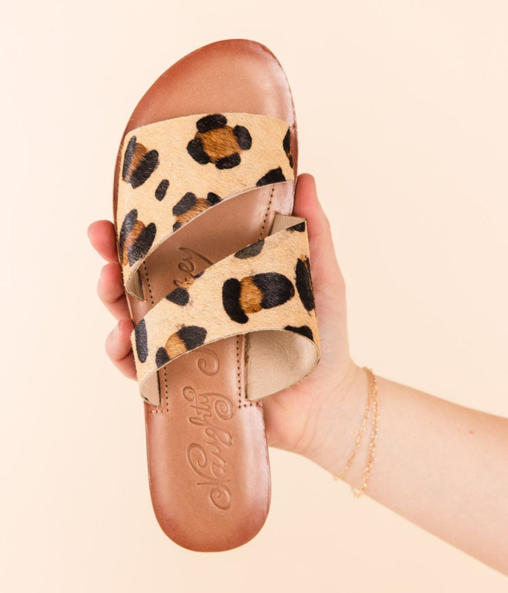 Spirited Dual Strap Slide in Leopard - Naughty Monkey