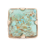 Square Statement Blue Turquoise Golden Ring - Barse Jewelry - Flyclothing LLC