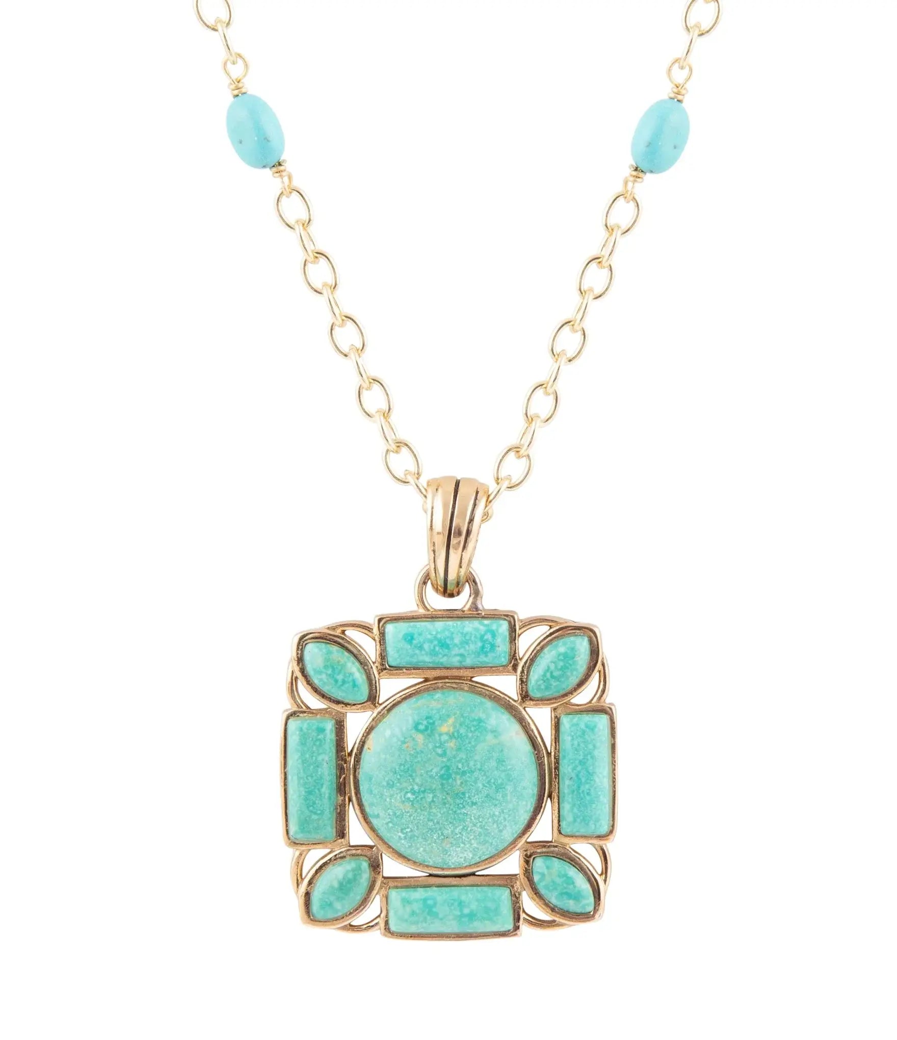 Squared Up Green Turquoise Pendant Necklace - Barse Jewelry - Flyclothing LLC