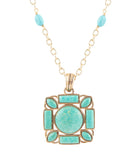 Squared Up Green Turquoise Pendant Necklace