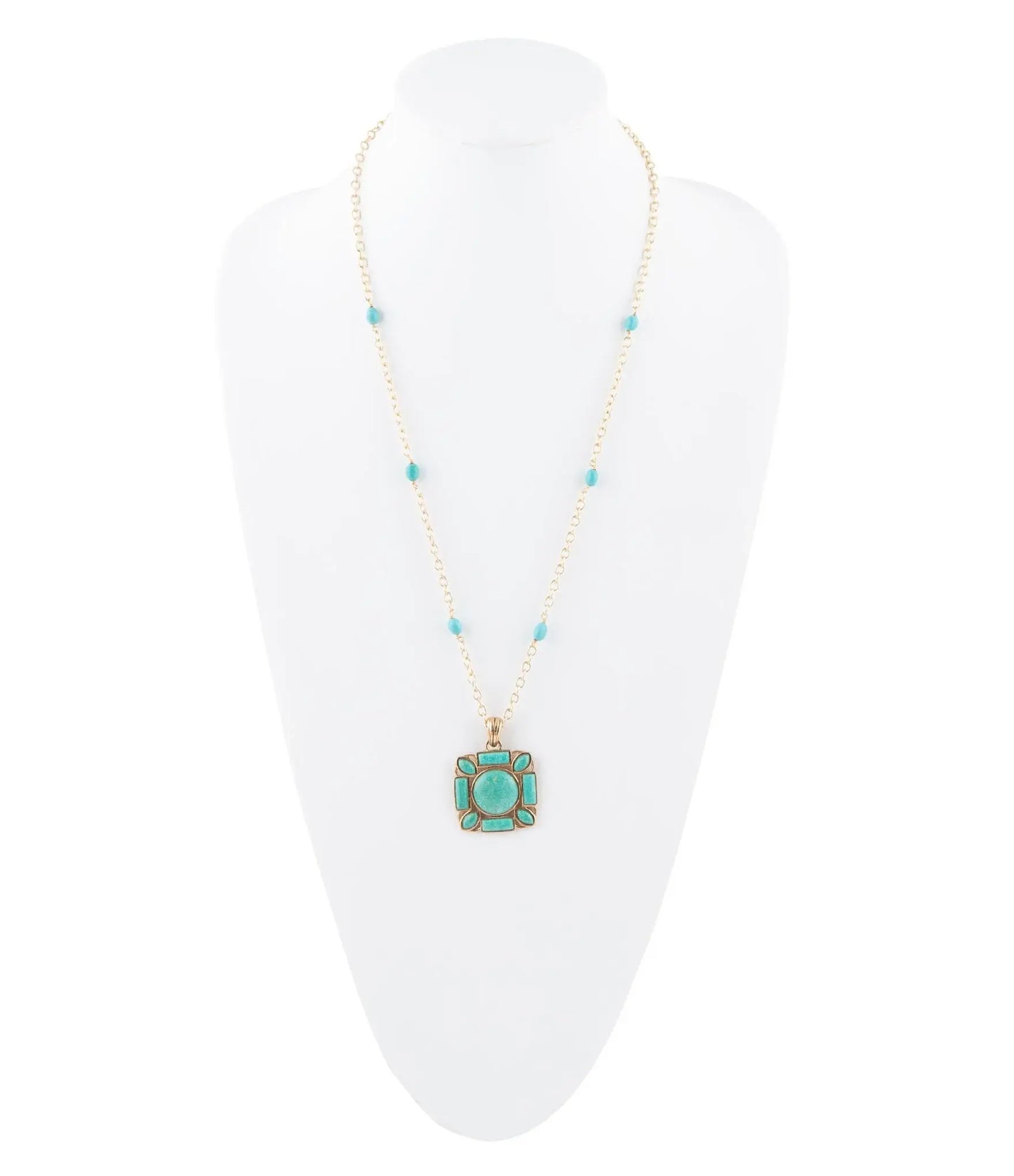 Squared Up Green Turquoise Pendant Necklace - Barse Jewelry - Flyclothing LLC