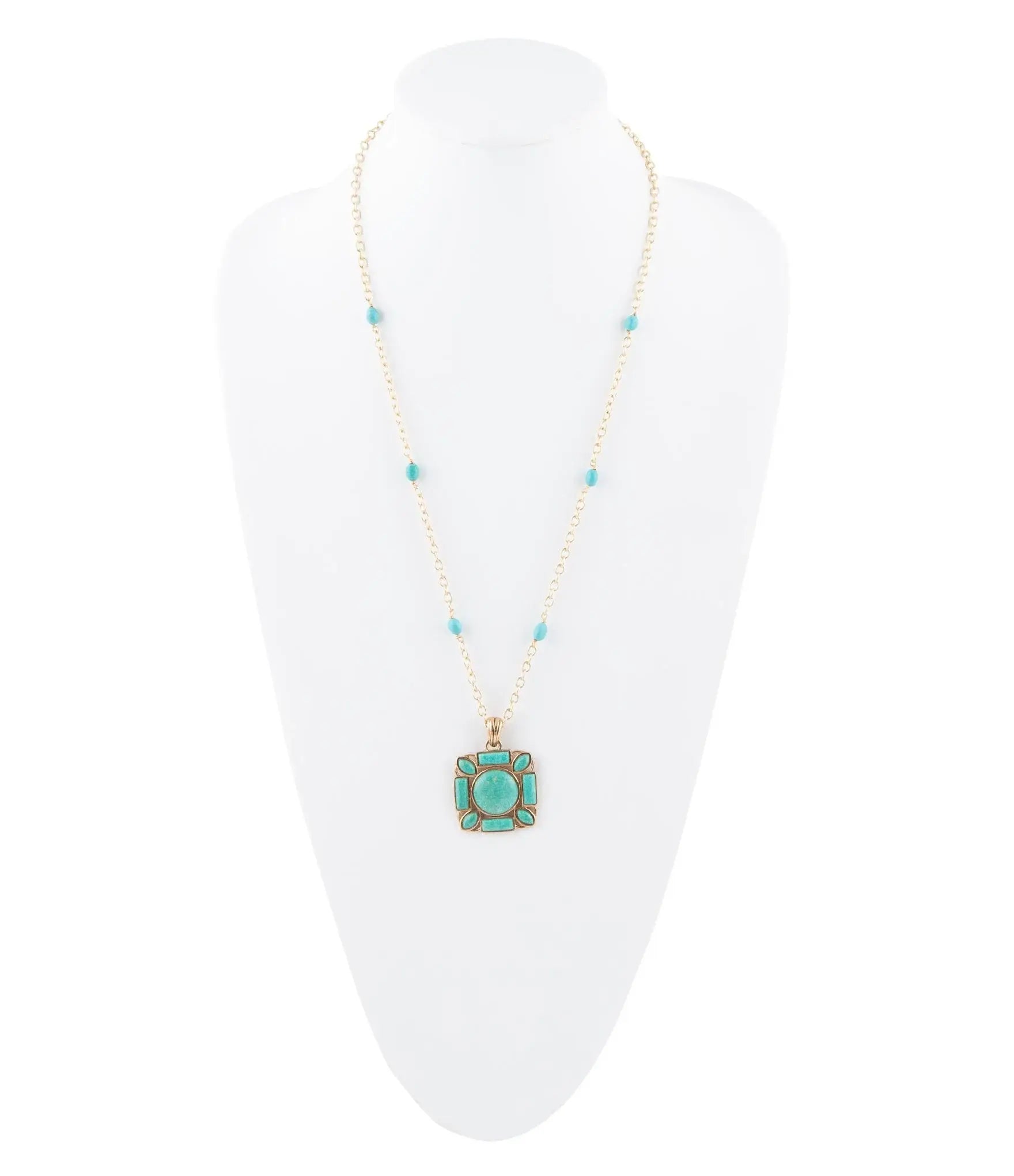 Squared Up Green Turquoise Pendant Necklace - Barse Jewelry - Flyclothing LLC