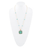 Squared Up Green Turquoise Pendant Necklace