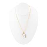 Squared Up White Mother of Pearl Golden Pendant Necklace
