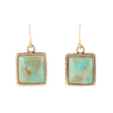 Squared Up Blue Turquoise Golden Drop Earrings - Barse Jewelry
