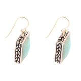 Squared Up Blue Turquoise Golden Drop Earrings - Barse Jewelry
