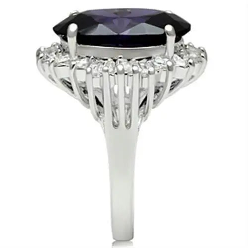 SS001 - Silver 925 Sterling Silver Ring with AAA Grade CZ in Amethyst - Alamode - Flyclothing LLC