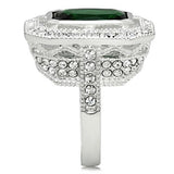 SS002 - Silver 925 Sterling Silver Ring with Synthetic Synthetic Glass in Emerald - Alamode