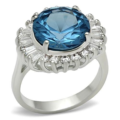 SS003 - Silver 925 Sterling Silver Ring with Synthetic Spinel in London Blue - Alamode