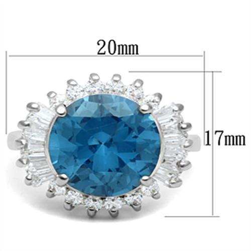 SS003 - Silver 925 Sterling Silver Ring with Synthetic Spinel in London Blue - Alamode - Flyclothing LLC