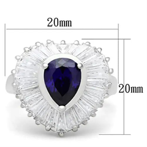 SS004 - Silver 925 Sterling Silver Ring with AAA Grade CZ in Tanzanite - Alamode - Flyclothing LLC