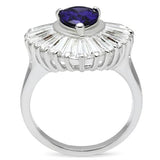 SS004 - Silver 925 Sterling Silver Ring with AAA Grade CZ  in Tanzanite - Alamode