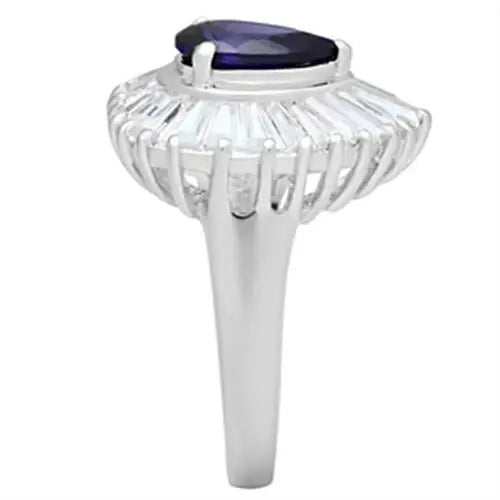 SS004 - Silver 925 Sterling Silver Ring with AAA Grade CZ in Tanzanite - Alamode - Flyclothing LLC