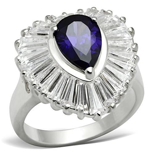 SS004 - Silver 925 Sterling Silver Ring with AAA Grade CZ  in Tanzanite - Alamode