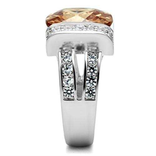 SS006 - Silver 925 Sterling Silver Ring with AAA Grade CZ in Champagne - Alamode - Flyclothing LLC