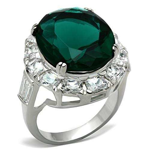 SS007 - Silver 925 Sterling Silver Ring with Synthetic Synthetic Glass in Blue Zircon - Alamode - Flyclothing LLC