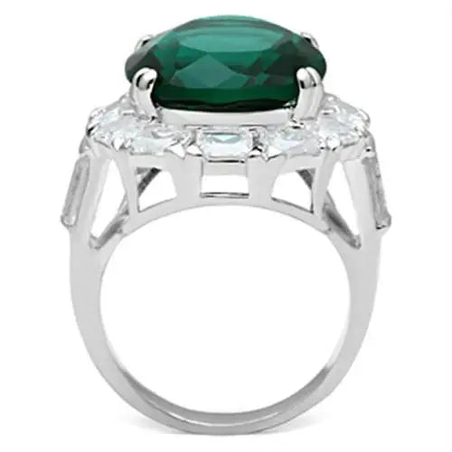 SS007 - Silver 925 Sterling Silver Ring with Synthetic Synthetic Glass in Blue Zircon - Alamode - Flyclothing LLC