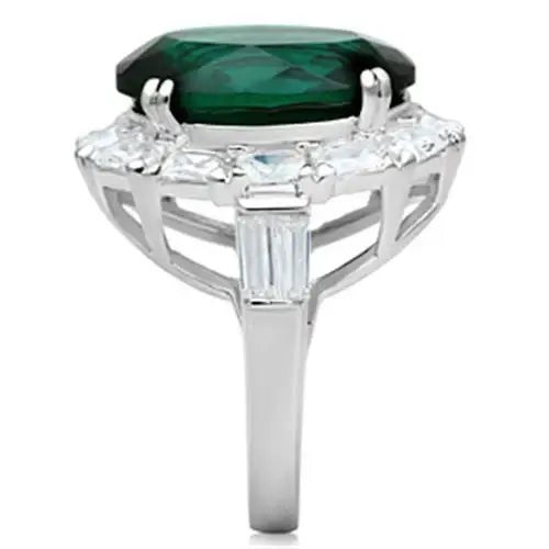 SS007 - Silver 925 Sterling Silver Ring with Synthetic Synthetic Glass in Blue Zircon - Alamode - Flyclothing LLC