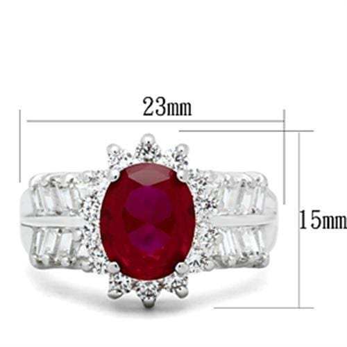 SS009 - Silver 925 Sterling Silver Ring with AAA Grade CZ in Ruby - Alamode - Flyclothing LLC