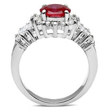 SS009 - Silver 925 Sterling Silver Ring with AAA Grade CZ  in Ruby - Alamode
